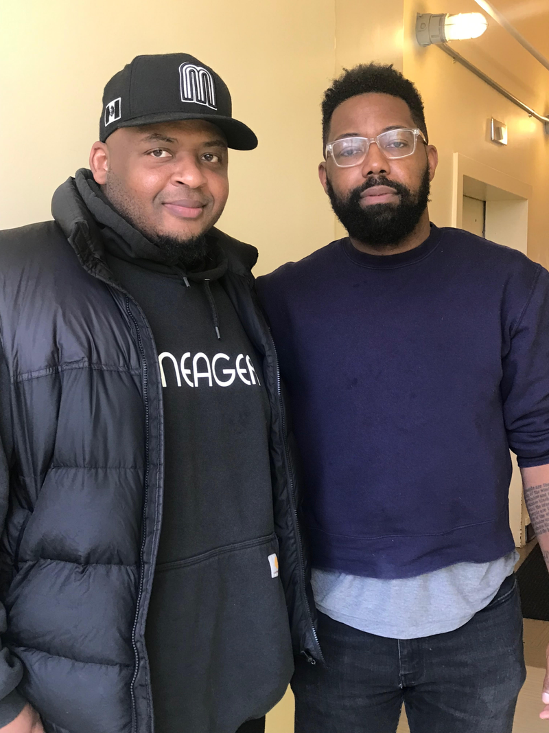Kiese Laymon and I, after recording an episode of WNYC’s Sex, Death & Money. We were probably thinking about cakes.